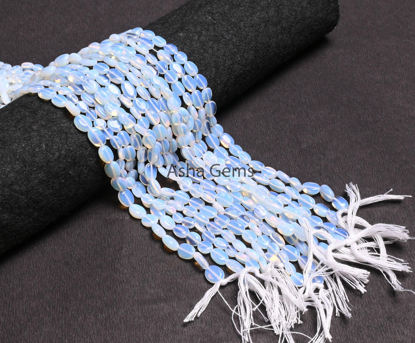 Beautiful Opalite Oval Shape Smooth Beads,12" Strand Fine White Opalite Oval Handmade Plain Straight Drill Beads Opalite Beads Jewelry Craft (AG 22326)