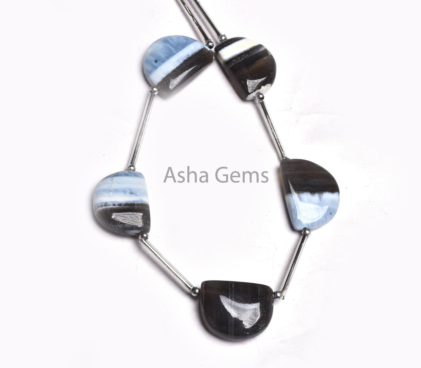 15-22 mm Boulder Opal fancy D Shape Handmade Smooth Beads, Blue Boulder Opal Straight Drill Gemstone Smooth Beads, Opal Bead Jewelry Makings
