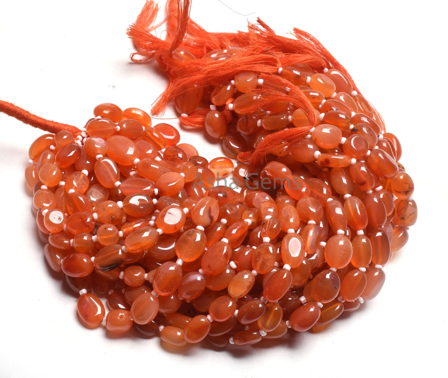 Beautiful Carnelian Smooth Oval shape Uneven Handmade Beads,10" Red Orange Carnelian Oval Straight Drill Gemstone Smooth Bead Jewelry Crafts