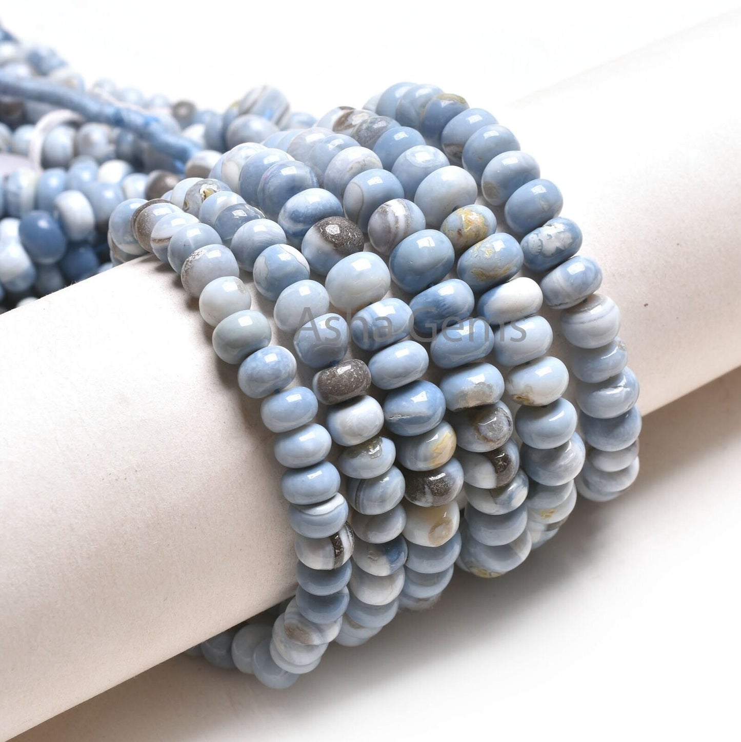 Beautiful Blue Boulder Opal Smooth Rondelle Shape Gemstone Beads, Blue Opal Beads Strand Boulder Opal Plain Handmade Loose Bead Jewelry SALE