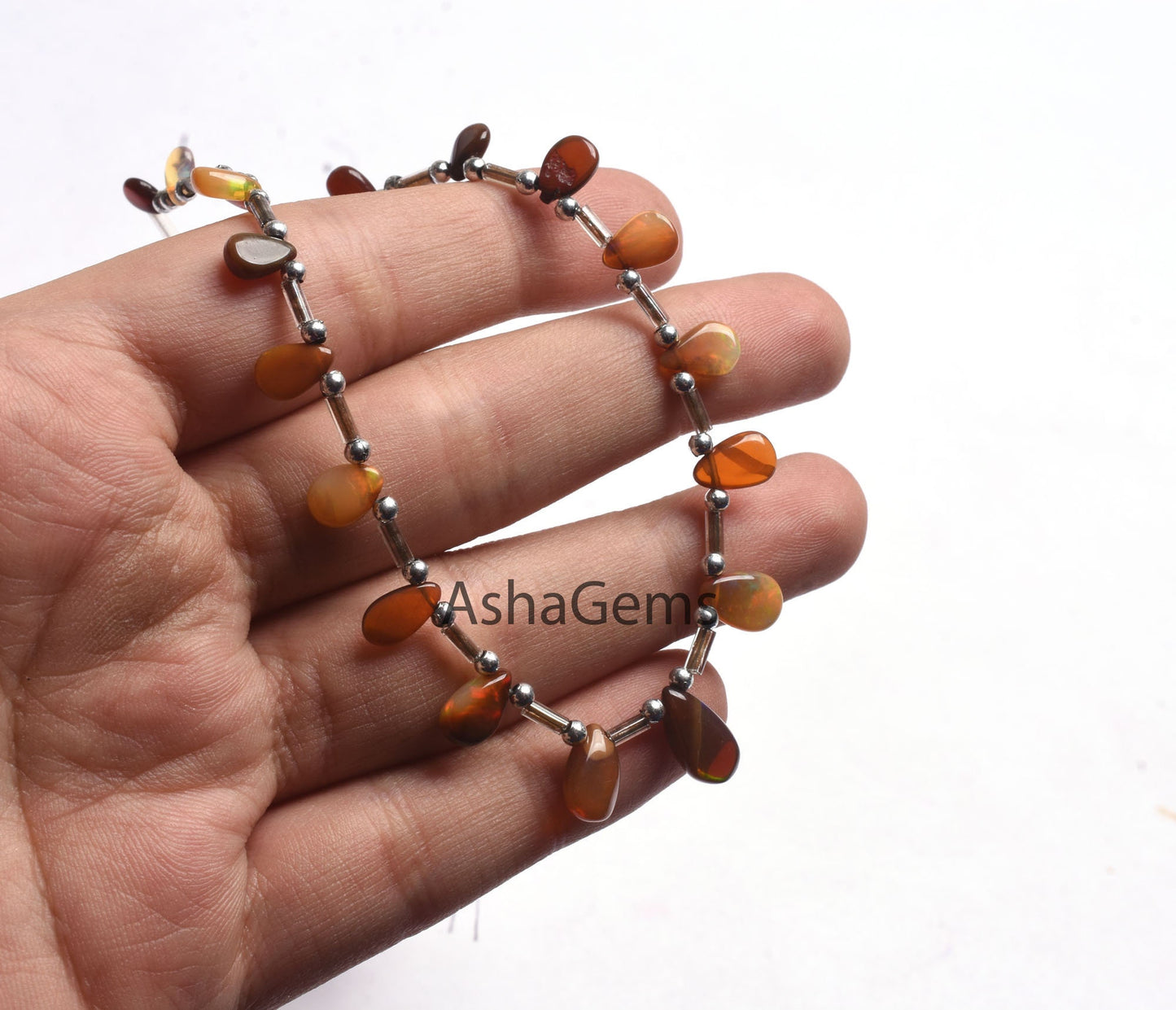 Shaded Brown-Yellow Ethiopian Opal Smooth Pear Beads,9"Strand Natural Welo Fire Ethiopian Opal Plain Teardrop Gemstone Bead Necklace Jewelry