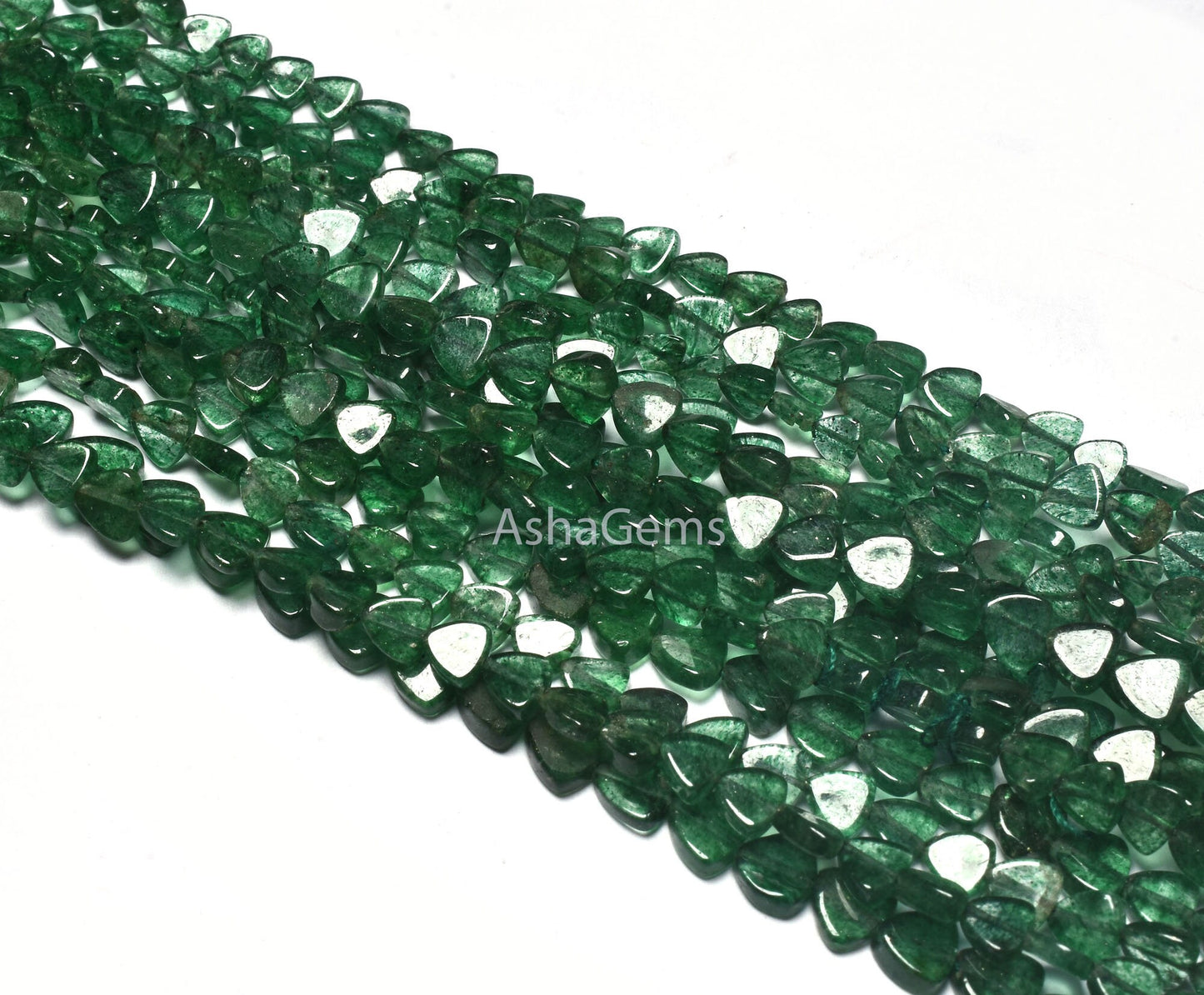 Beautiful Green Mica Smooth Handmade Heart Shape Beads,13" Natural Mica Margaj Plain Straight Drill Heart beads, Gemstone Fancy bead Jewelry