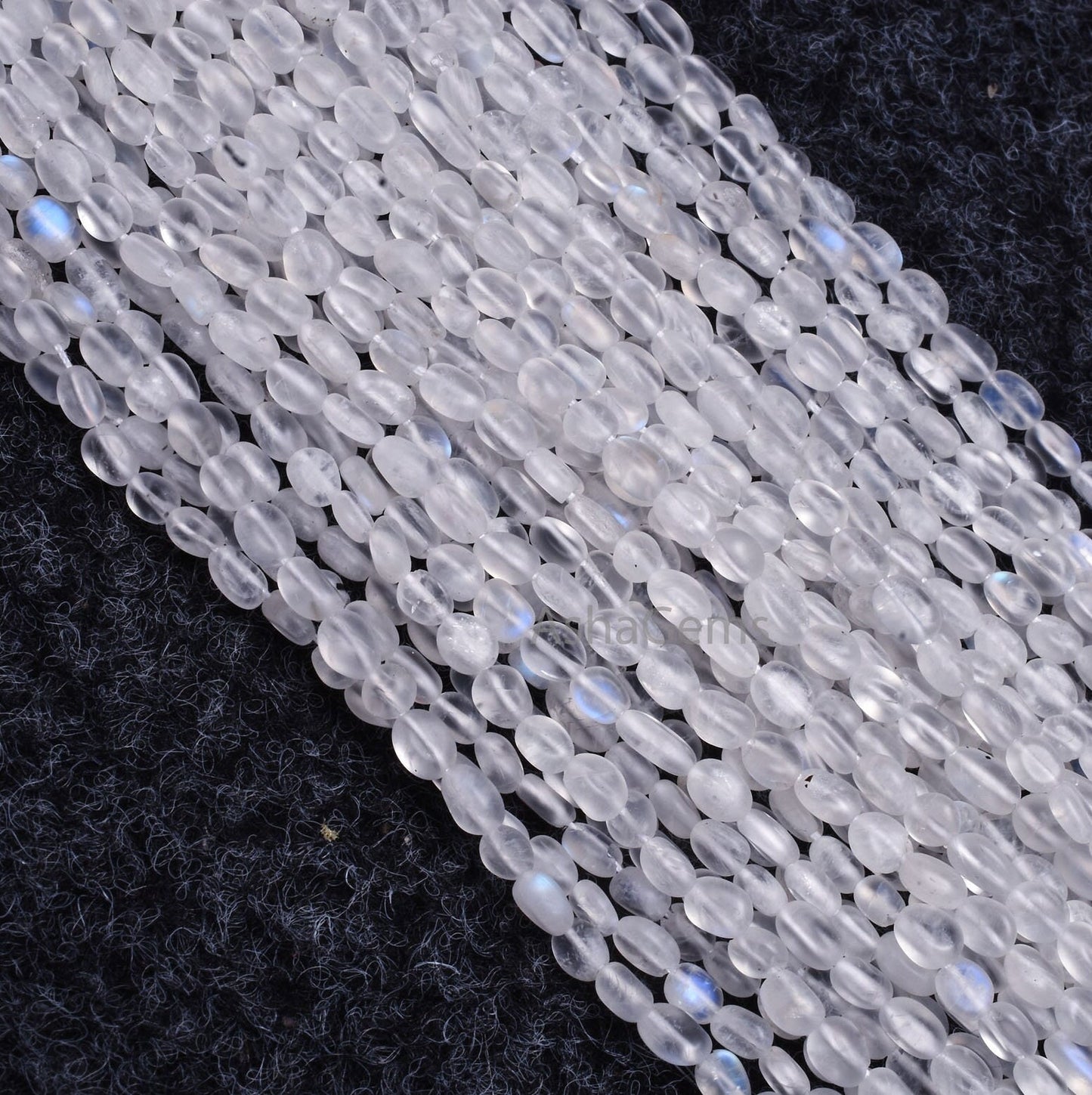 Blue Fire Rainbow Moonstone Smooth Mat Finish Oval Beads,13"Strand Natural White rainbow Moonstone handmade Uneven Oval Beads Jewelry Making (AG 6568 )