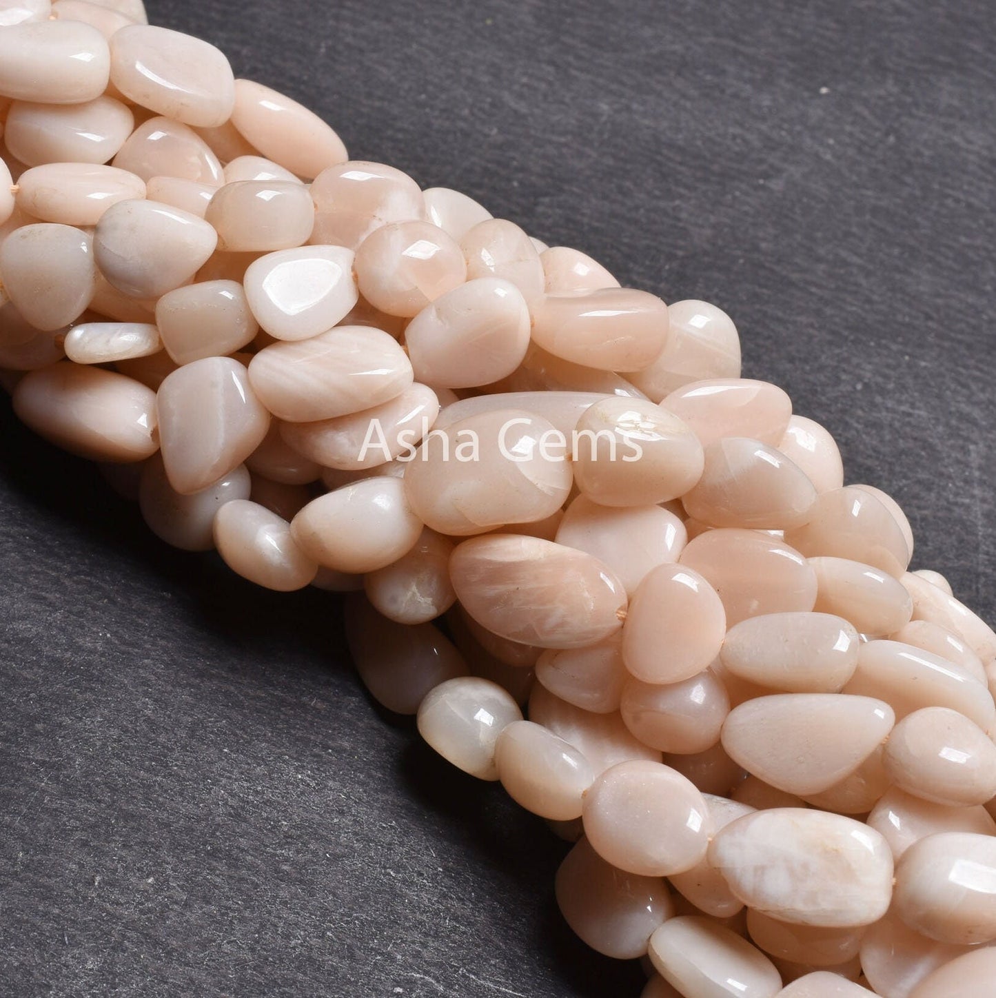 13" Strand Natural Peach Moonstone Nugget Shape Beads, Light Pink Moonstone Smooth Handmade Tumble Beads Jewelry Making Craft Moonstone Bead