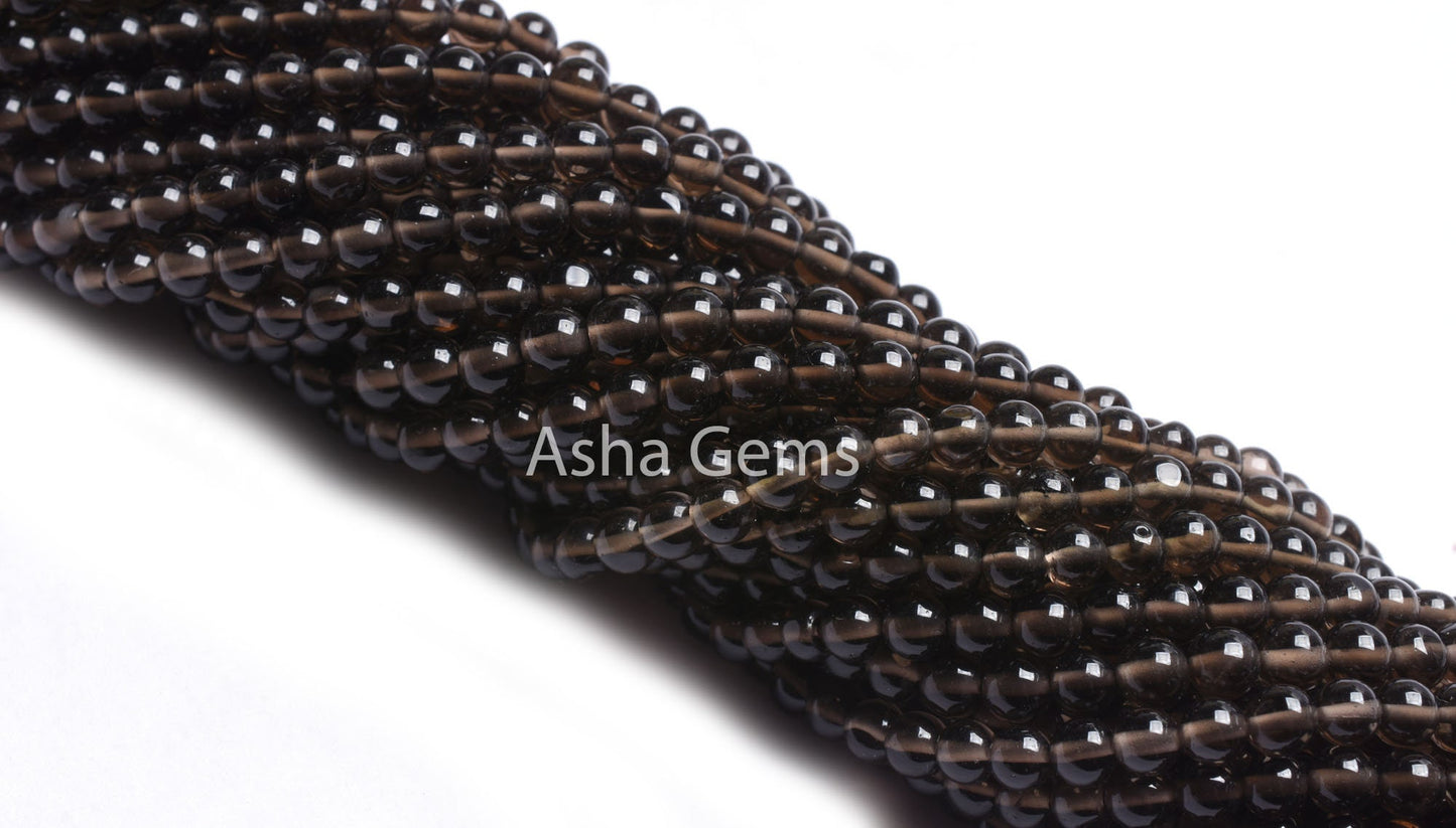 AAA Smoky Quartz Smooth Round Shape Beads,4.5-5 mm Natural Smoky Round Ball Gemstone Beads,13" Strand Smoky Beads Jewelry Making Crafts SALE