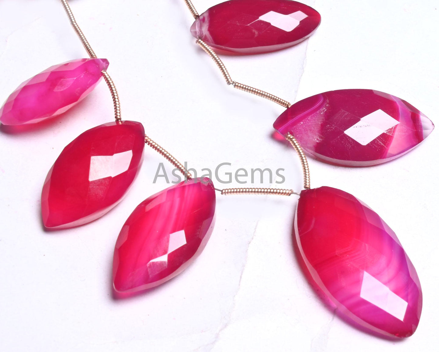 Beautiful Hot Pink Chalcedony Marquise Faceted Beads,10x21-16x32 mm Shaded Pink Chalcedony Fancy Briolette Gemstone Beads Jewelry Craft SALE