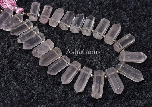 Beautiful Pink Rose Quartz Faceted Bullet Shape Beads,Rose Quartz Fancy Shape Beads, Pink Gemstone Pencil Beads, Jewelry Making Craft, SALE