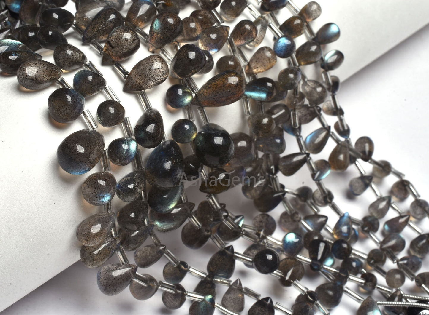 AAA Quality Labradorite Smooth Drops beads, Blue Fire labradorite Beads, Natural Flash Black rainbow Handmade Side Drill Drop Gemstone Beads