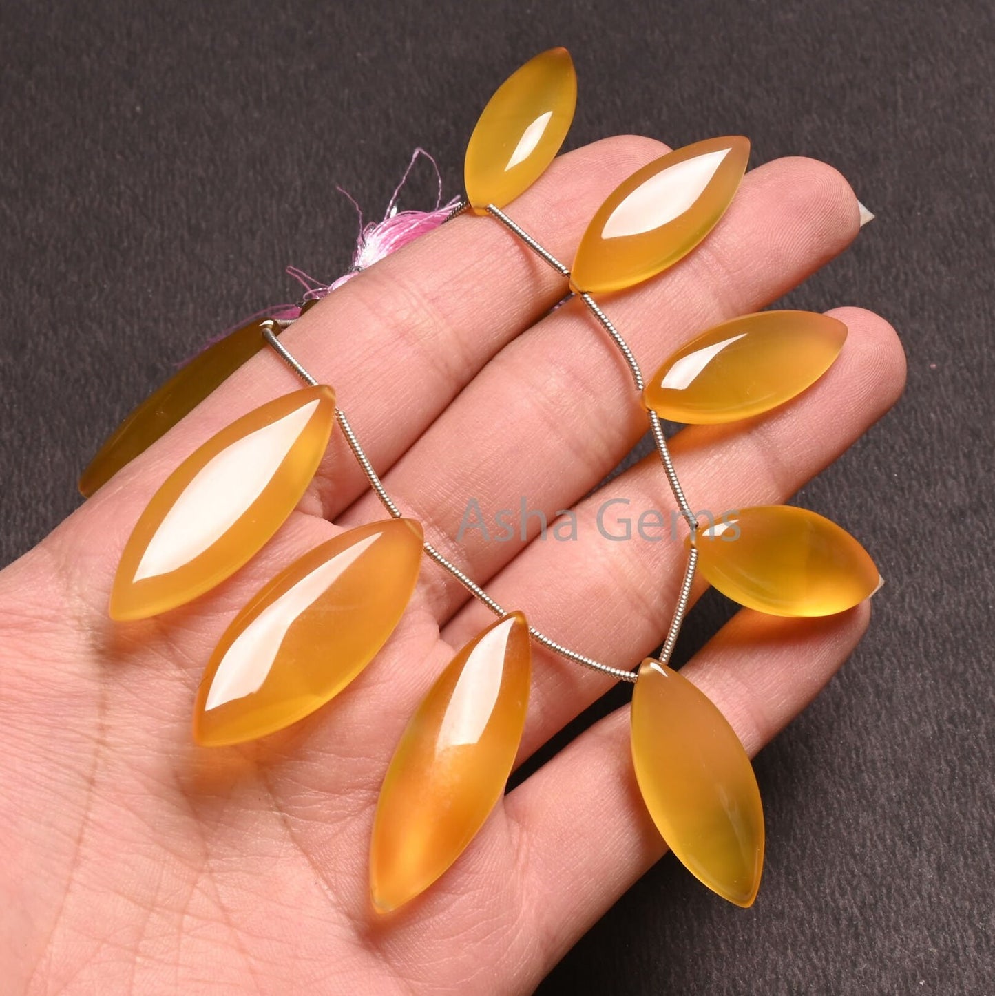 AAA Quality Chalcedony Fancy Marquise Shape Smooth Gemstone Beads, Yellow Chalcedony Handmade Marquise Side Drill Beads Jewelry Making Craft
