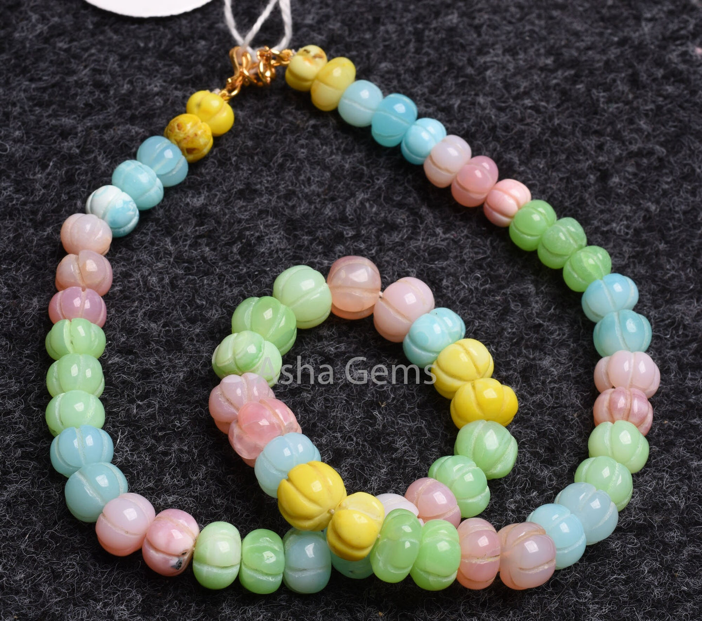 Beautiful Multi color Opal carved Pumpkin Beads necklace,8.5-11 mm Disco Multi Rainbow Opal Carving Watermelon Gemstone Bead Opal Necklace