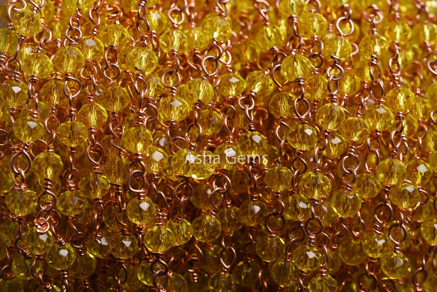 AAA Lemon Quartz Hydro Micro Cut Beads Rosary Chain Gold,Rose Gold Plated Wire Wrap Rondelle Beaded Handmade Chain Jewelry Making Chain SALE