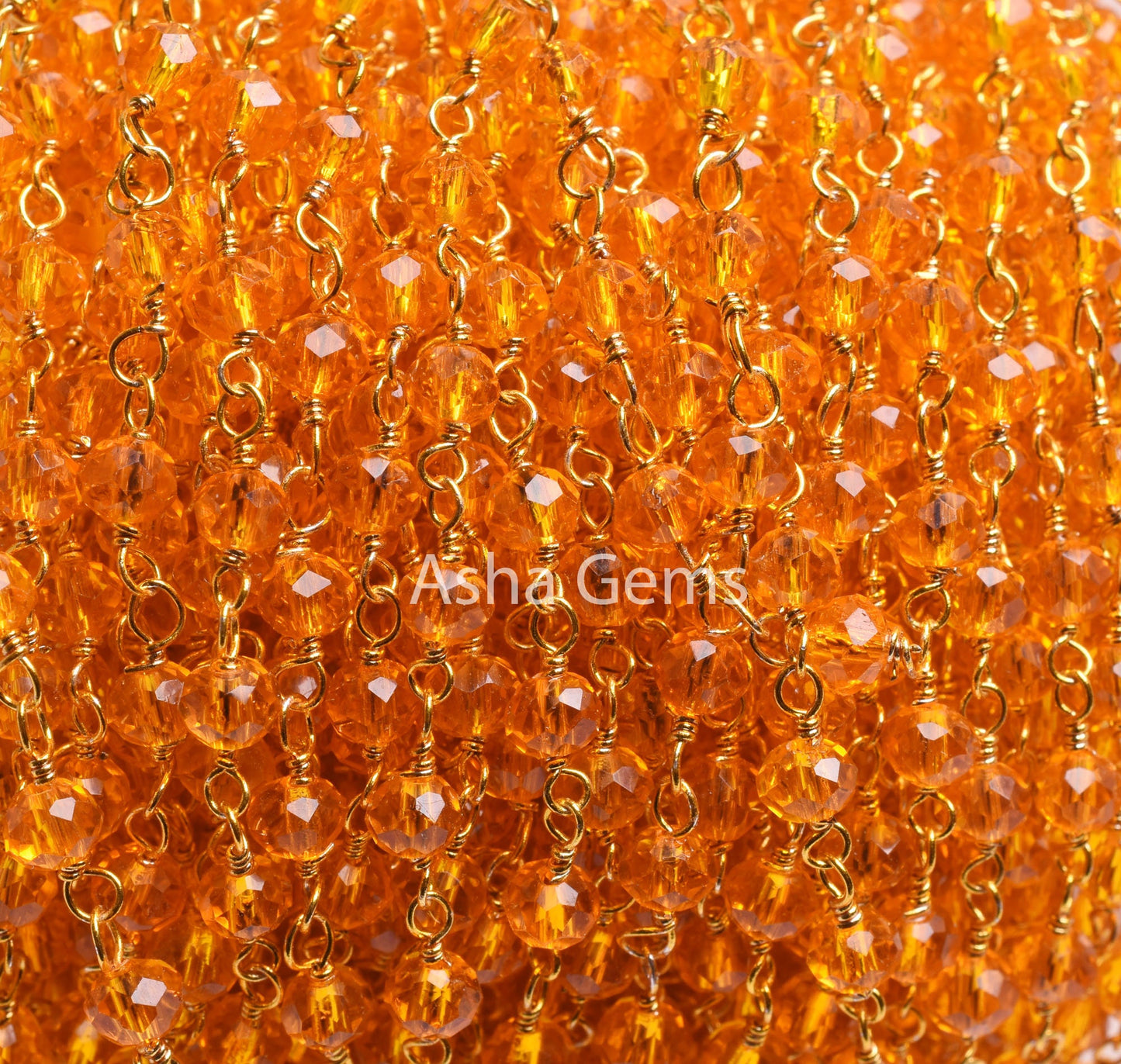 Gold Plated Wire Beaded Rosary Chain 1,5,25,50 Ft Orange Fanta Stone Hydro Beads Chain Bulk Supply Jewelry Making Beads Chain For Crafts