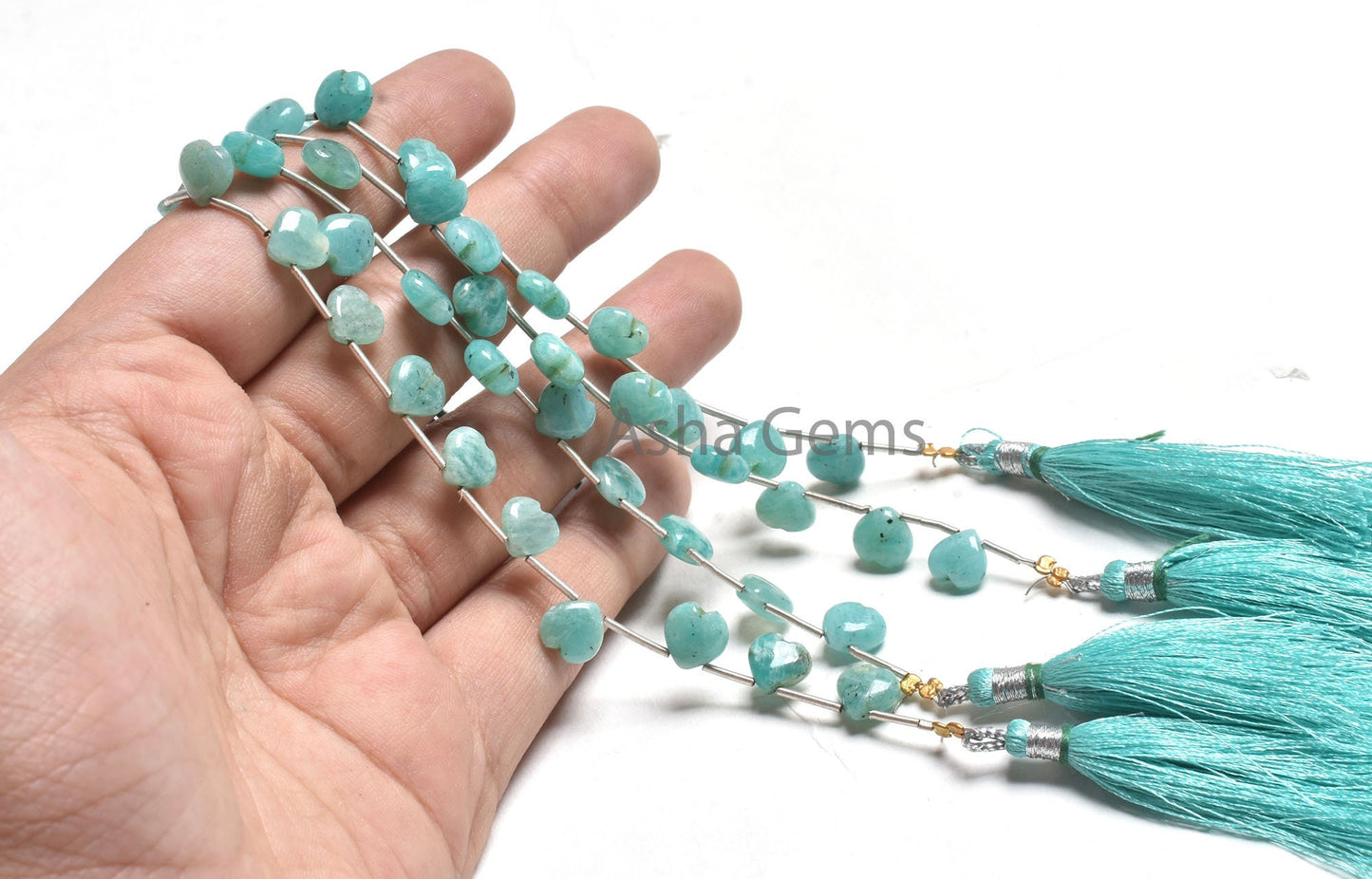 8 mm Blue Amazonite Carving Heart Shape Beads, Natural Amazonite Fancy Carved Heart Side Drill Gemstone Beads, Fine Amazonite Beads Jewelry