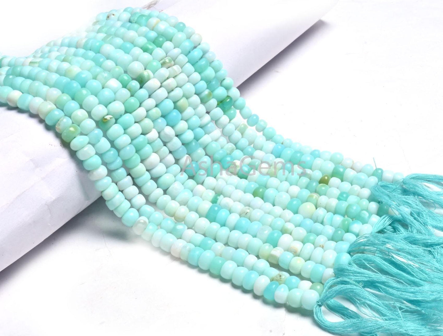 Beautiful Blue Peru Opal Flat Rondelle Shape Smooth Gemstone Beads,12" Shaded Peruvian Sky Blue Opal Handmade Uneven Bead Jewelry Craft SALE (AG 12282)