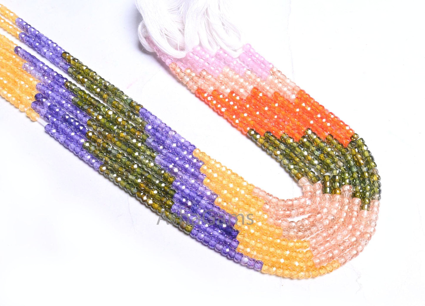 3.2mm AAA Quality Shaded Multi Color Zircon Rondelle Faceted Beads,13"Cubic Zircon Micro Cut Faceted Zircon Bead Necklace Jewelry Craft SALE