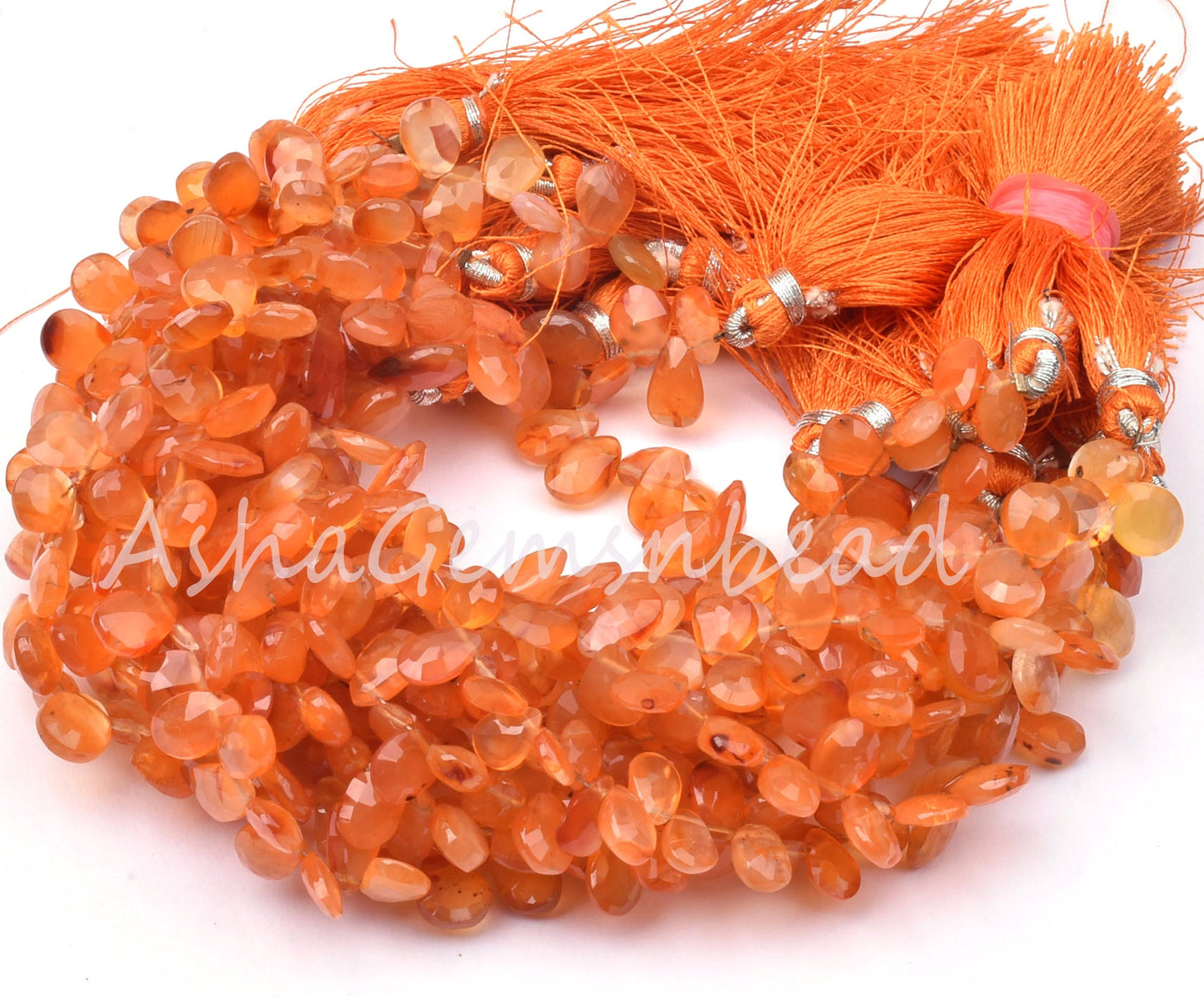Beautiful Orange Carnelian Pears Shape Faceted Gemstone Beads, Cornelian Teardrop Briolette Side Drill Beads Carnelian Bead Jewelry makings