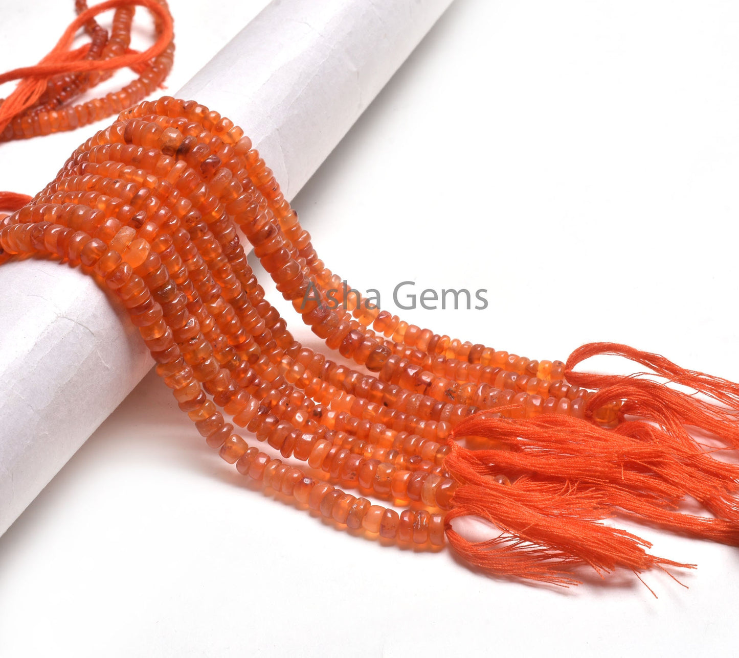 12"Strand Carnelian Smooth Beads, Orange Red Carnelian Plain Handmade Flat Rondelle Gemstone Beads, Carnelian Bead Jewelry Making Handicraft