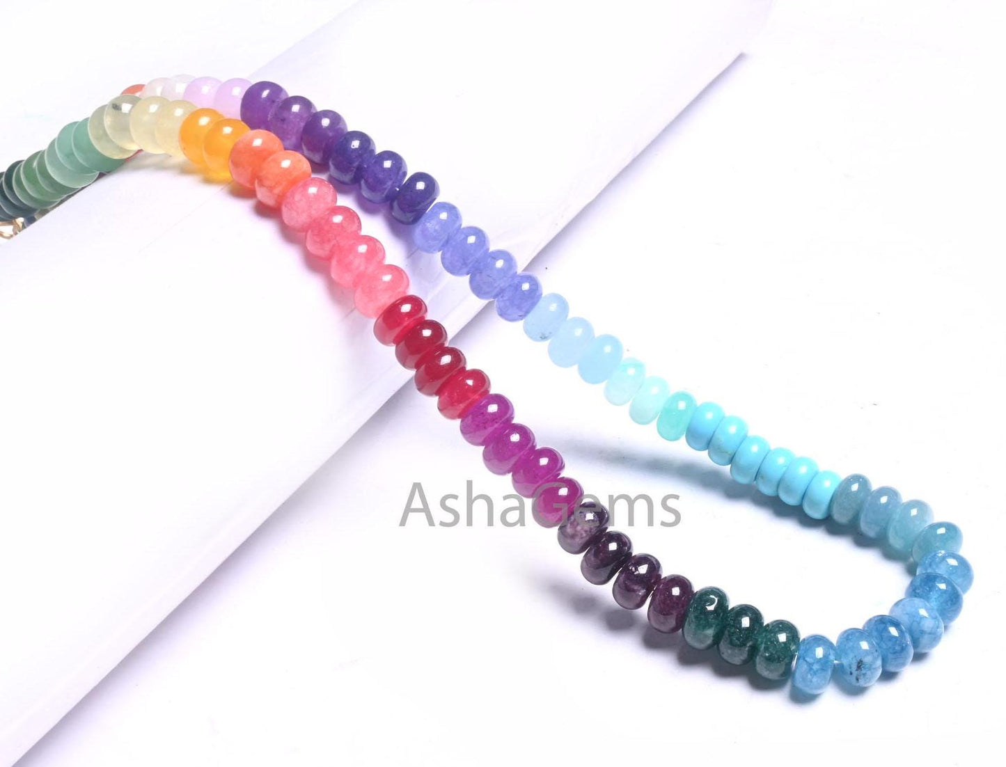 16" AAA Quality Multi Jade Quartz Smooth Rondelle Beads Necklace,8 mm Shaded Rainbow Quartz Plain Gemstone Beads Necklace Jewelry handicraft