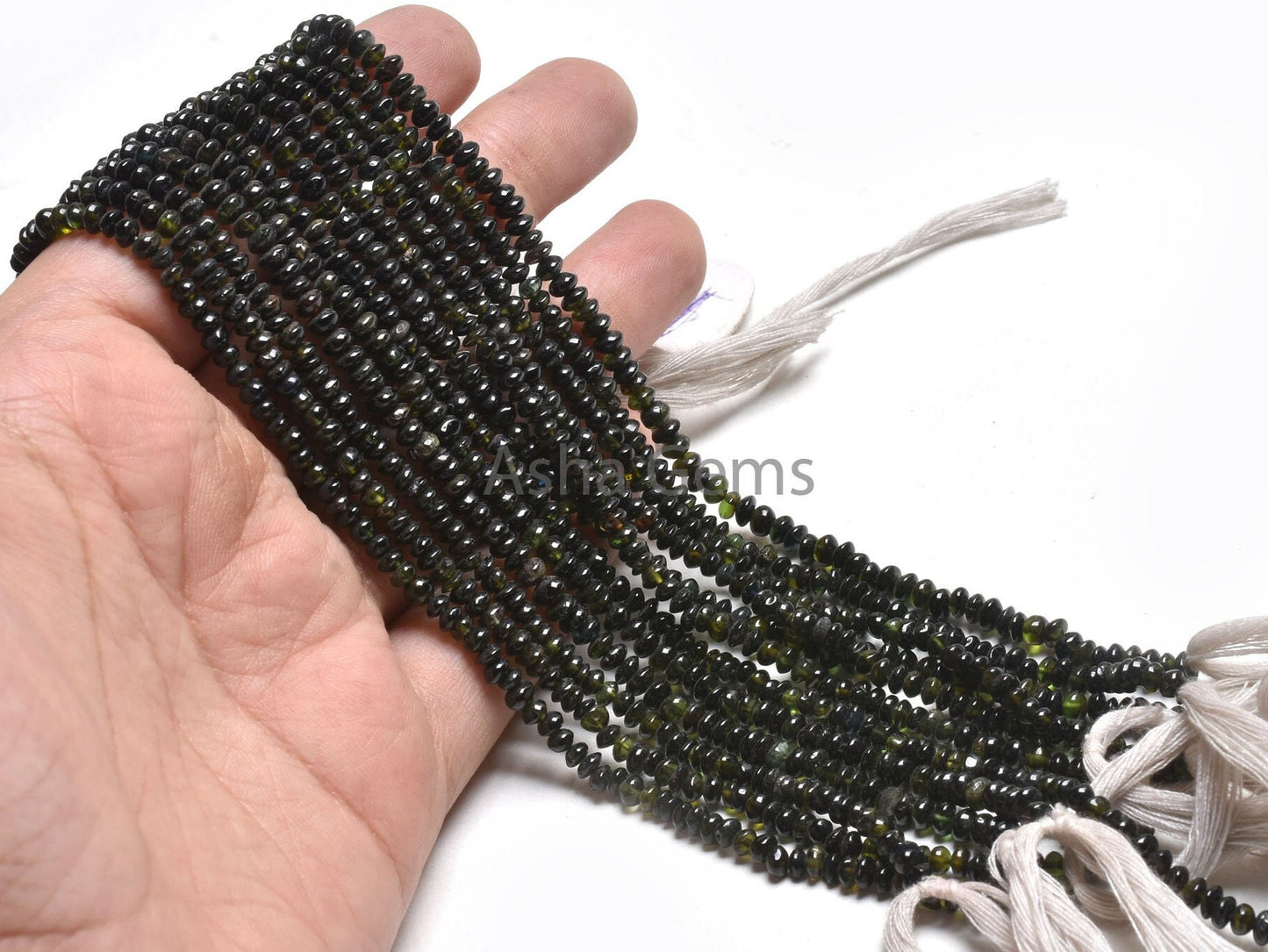 Natural Green Tourmaline Smooth Button Shape Gemstone Beads,13"Strand Tourmaline Handmade Button Center Drill Bead Jewelry Making Craft SALE