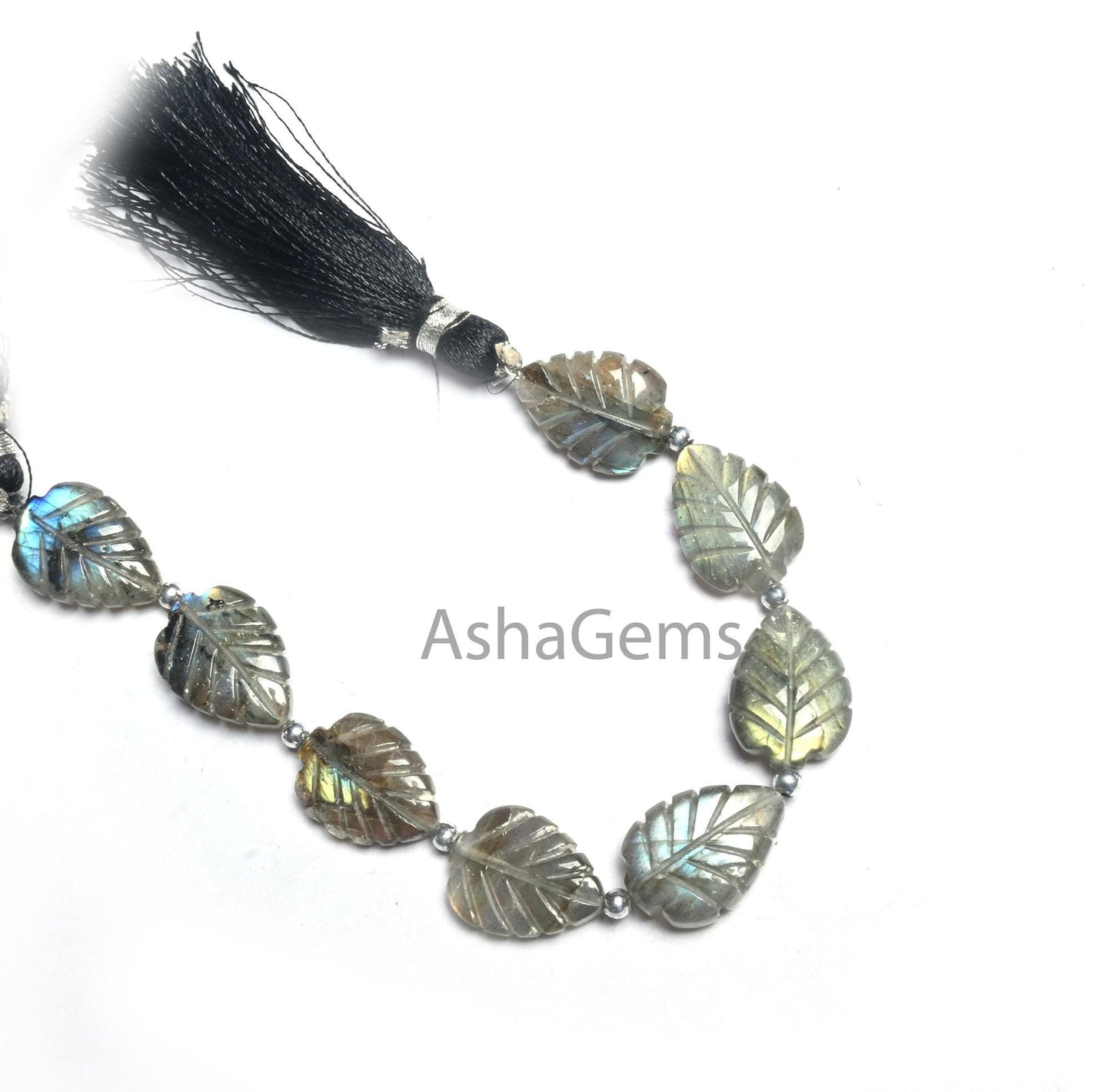 Fine Labradorite Fancy carving Leaf Shape Straight Drill Beads, Natural Flash labradorite handmade Carved Pear Gemstone Beads Jewelry Crafts