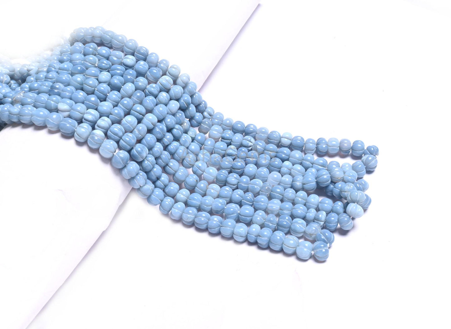 Beautiful Blue Oregon Opal Carved Watermelon Shape Beads, Pigeon Blue Opal Carving Beads, Opal Melon Hand Carve Gemstone Bead Jewelry Crafts