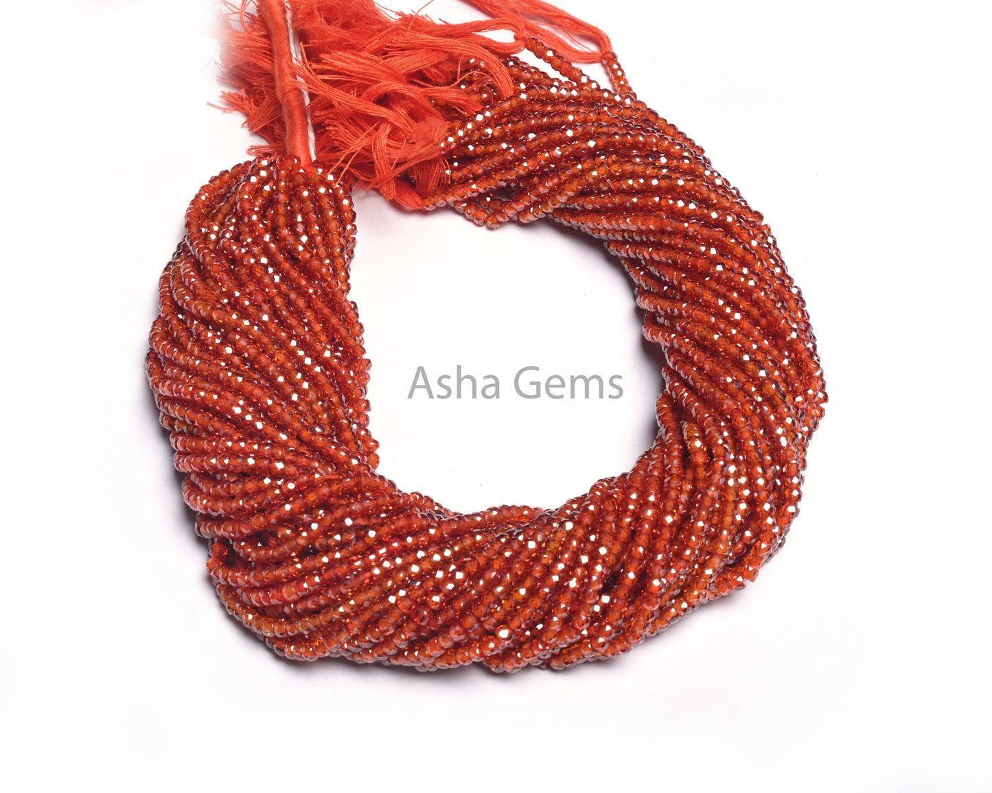 3 mm Beautiful Orange Zircon Micro Cut Rondelle Gemstone Bead,12.5" Wine Orange Cubic Zirconia Machine Cut Beads Jewelry Necklace Craft SALE