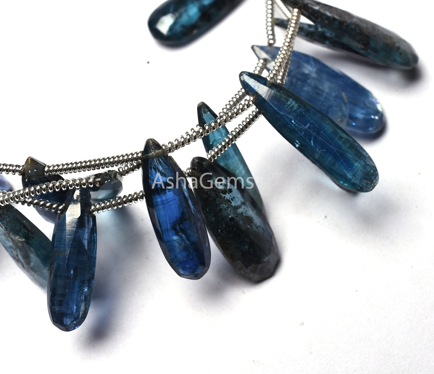AAA Natural Kyanite Faceted Long Pear Shape Beads, Indigo Blue Kyanite Teardrop Beads, Kyanite Fancy Pear Gemstone Beads Jewelry Making SALE