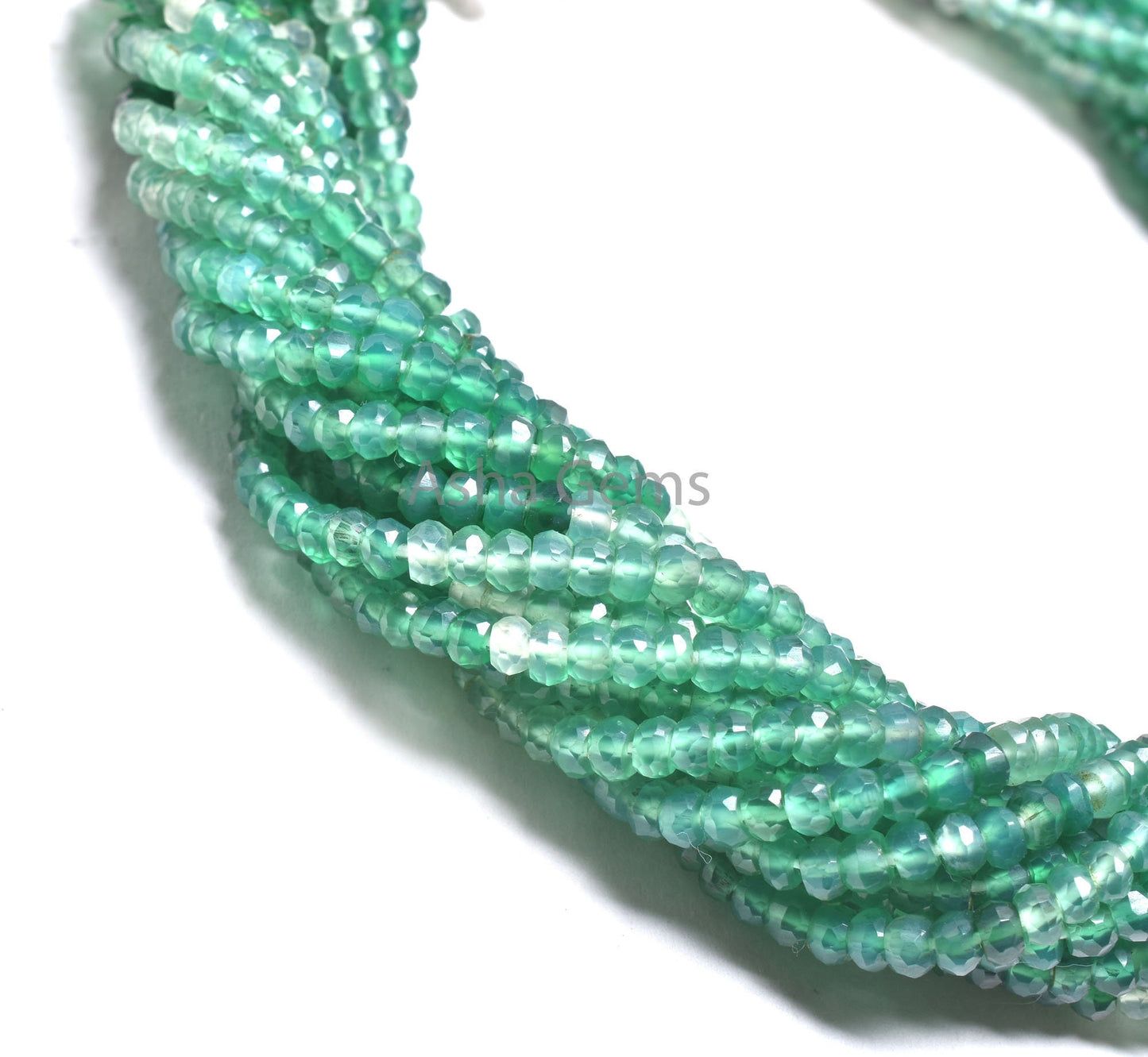 3.5 mm AAA Quality Shaded Green Onyx Faceted Rondelle Beads, Green Onyx Indian Machine Cut Gemstone Beads, Onyx Beads Jewelry Making Crafts