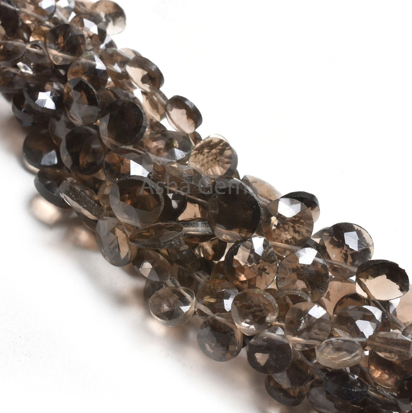 Natural Smoky Quartz Faceted Heart Shape Beads, Fine Quality smoky Side Drill Heart Briolette Gemstone Loose Beads, smoky Beads Jewelry SALE