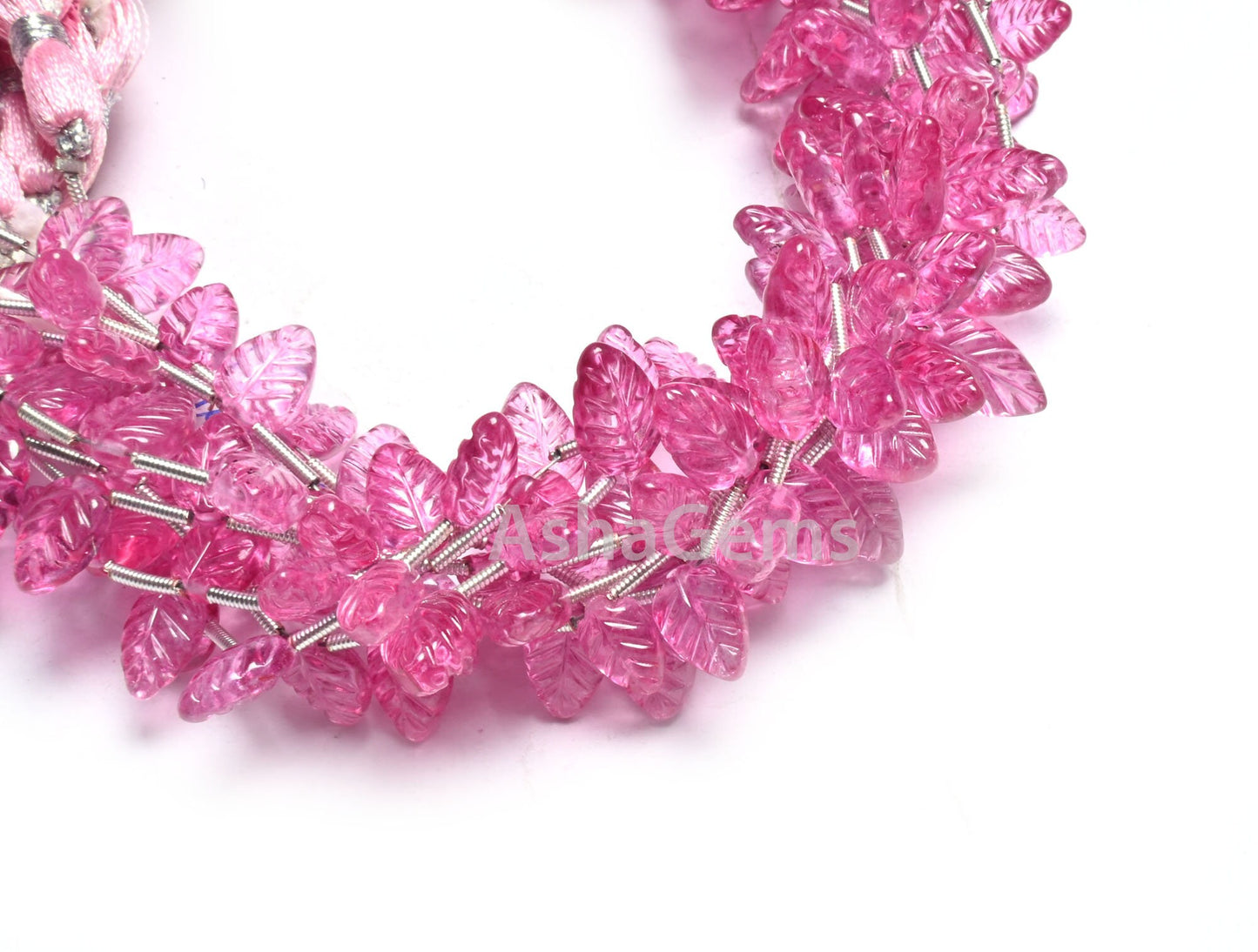 AAA Quality Pink Coated Topaz Fancy Leaf Shape Gemstone Carving Beads,8" Topaz Carved Pear Briolette Handmade Bead Jewelry making Handicraft