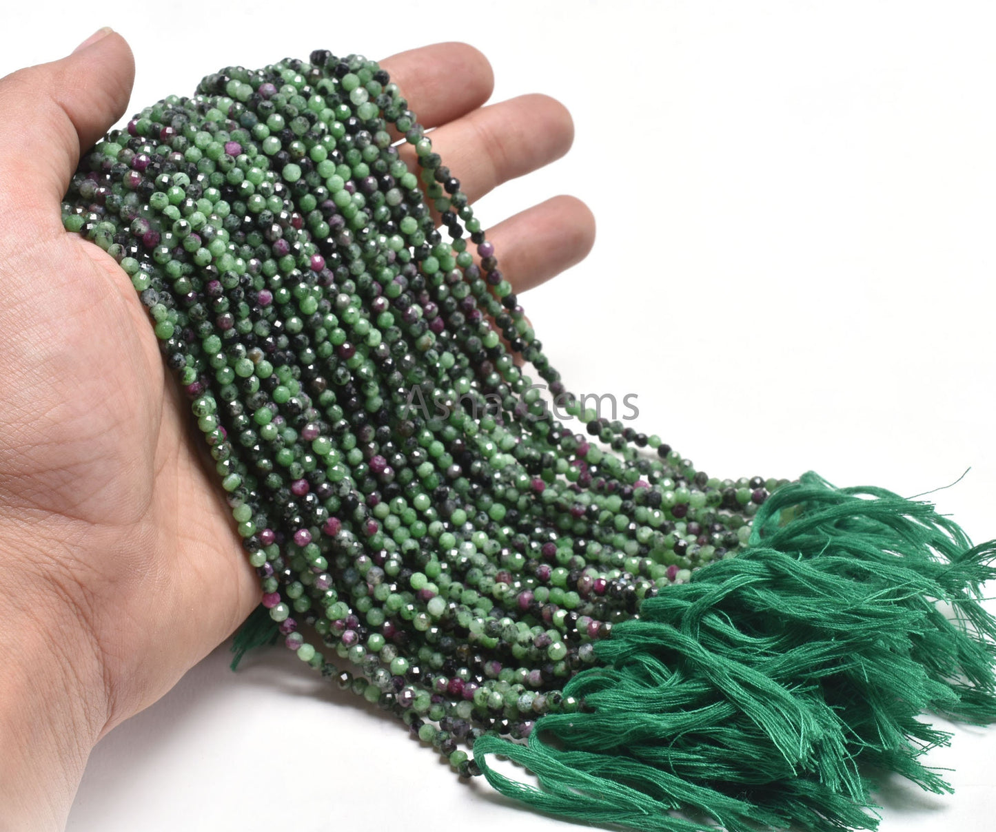 3.5mm Ruby Zoisite Faceted Rondelle Gemstone Beads, Natural Ruby Zoisite Machine Cut Beads Green Ruby Zoisite Bead Strand Jewelry Craft SALE