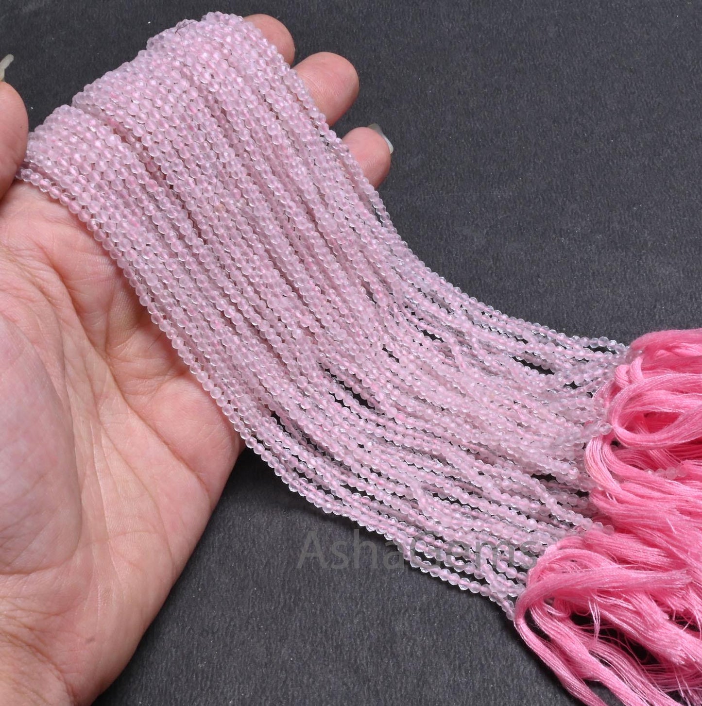 2.50 mm Pretty Pink Rose Quartz Micro Faceted Gemstone Beads, Natural Rose Quartz Machine Cut Rondelle Tiny quartz beads Jewelry Crafts SALE