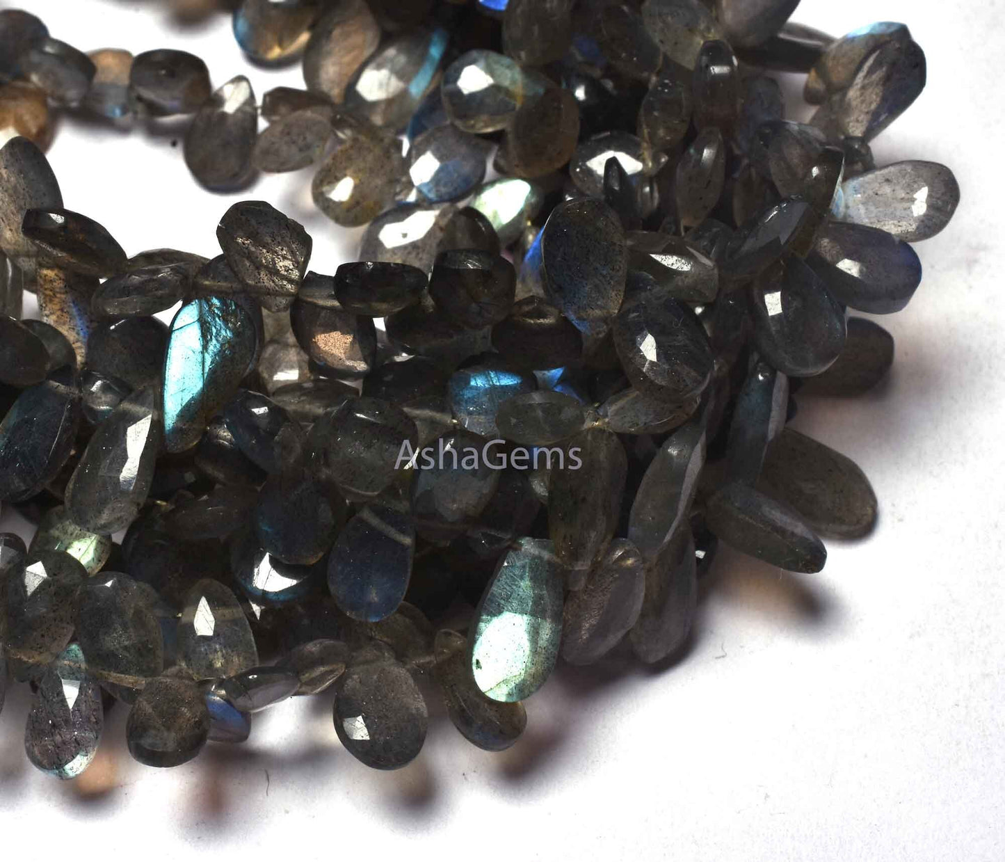 AAA Quality Blue Fire Labradorite Faceted pears Shape Beads,7.5"Strand labradorite Beads, Natural Black Rainbow Teardrop Beads Jewelry Craft