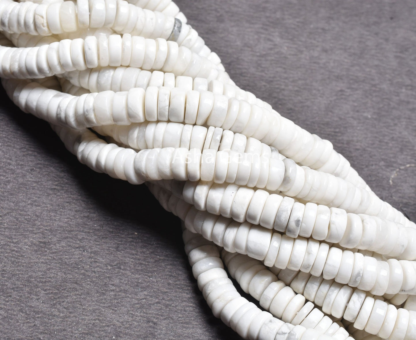 7 mm Beautiful Howlite Smooth Heishi Tyre Gemstone Beads, White Howlite Flat Wheel Shape Center Drill Howlite Beads Jewelry Handicraft SALE