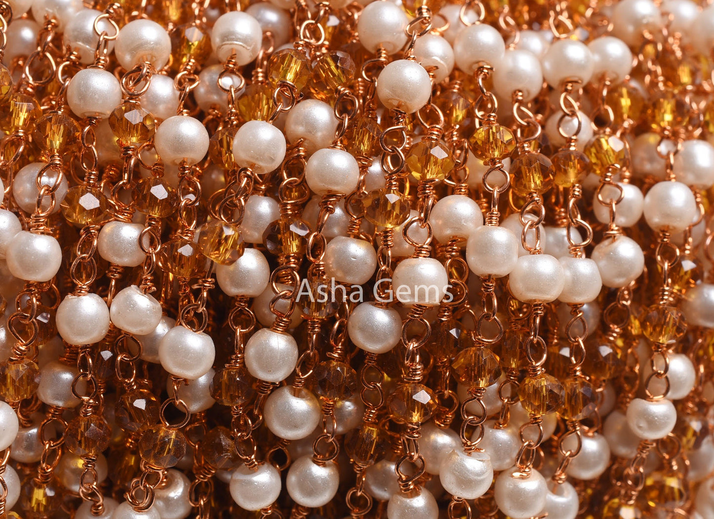 Fine White Pearl citrine Quartz Hydro Faceted Rondelle Beads Rosary Chain Rose Gold plated Wire Wrap Roll Beaded Chain Jewelry Making Crafts