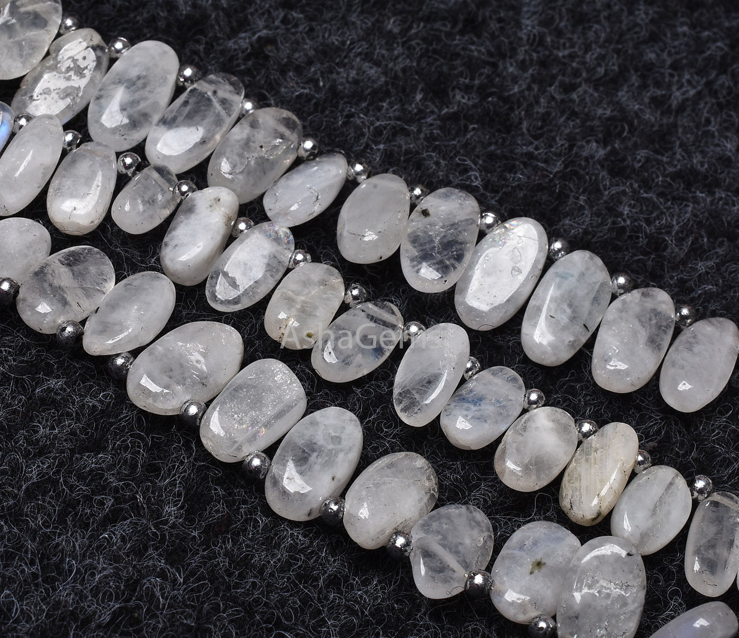 Natural Rainbow Moonstone Smooth Gemstone Beads, Beautiful Uneven Oval Shape Beads Side Drill Oval Beads Blue Fire Rainbow Bead Jewelry SALE