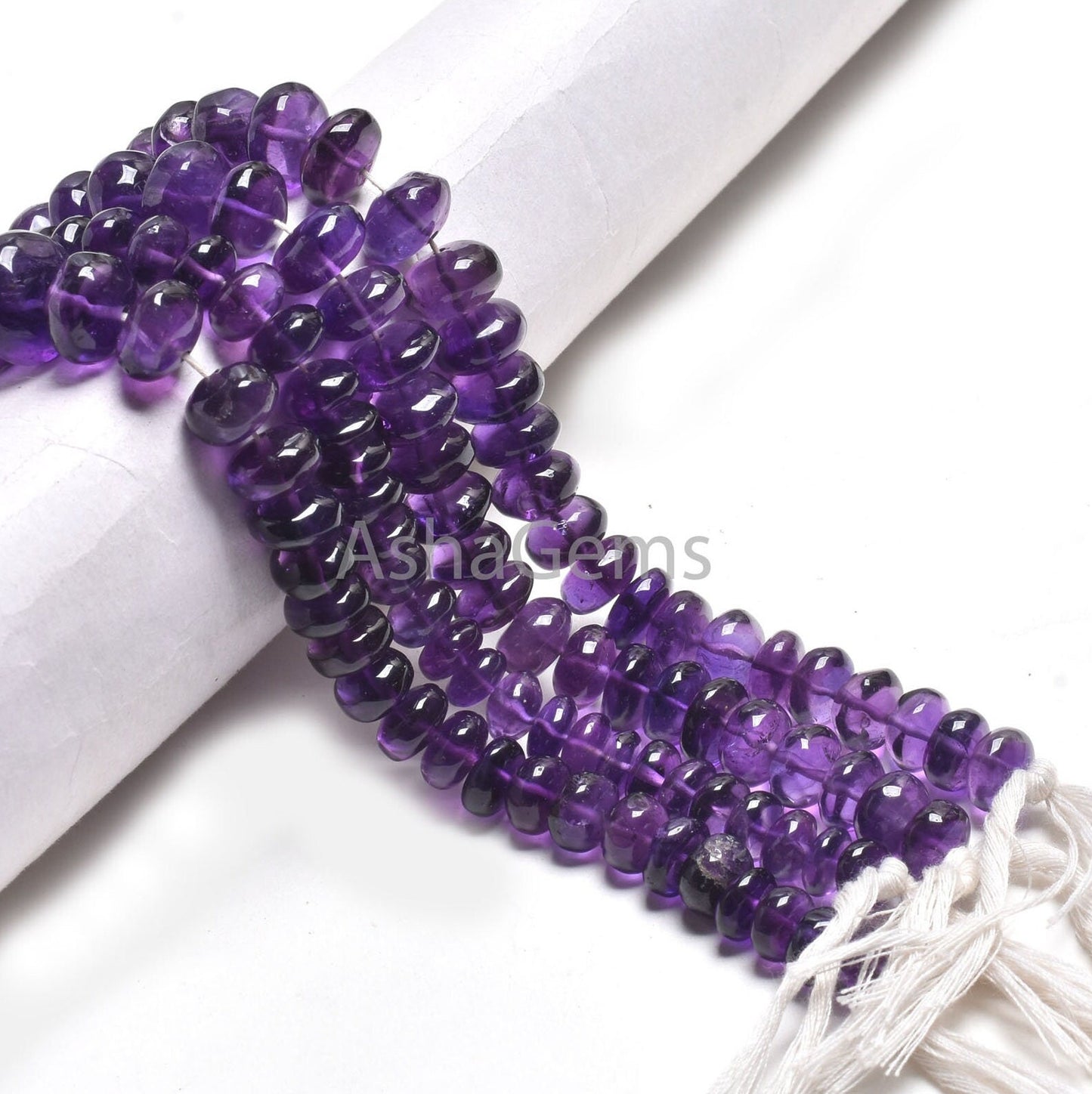 Beautiful Purple Amethyst Smooth Handmade Gemstone Beads, AAA Natural Amethyst Rondelle Beads,10" African Amethyst Bead Jewelry Making SALE