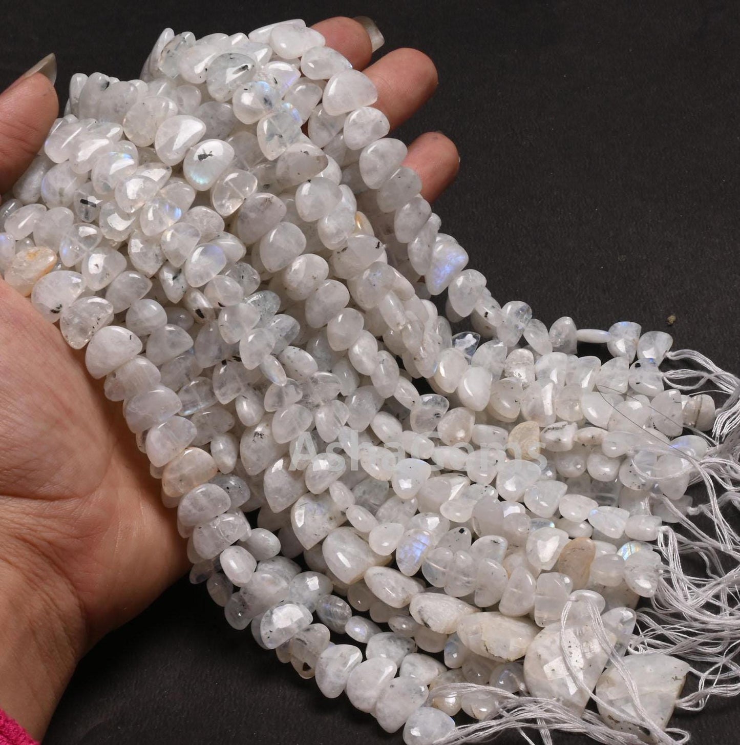 Natural Blue Fire Rainbow Moonstone fancy D Shape beads, Flashy White rainbow moonstone Half moon Smooth handmade Gemstone Bead Jewelry SALE
