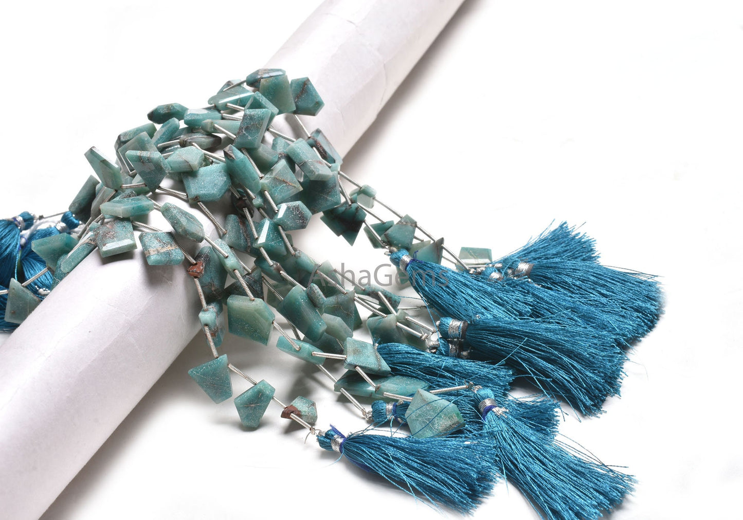 Beautiful Chrysocolla Fancy Uneven Silce Shape Faceted Gemstone Beads, Natural Blue Chrysocolla Table Cut Flat Side Drill Bead Jewelry Craft