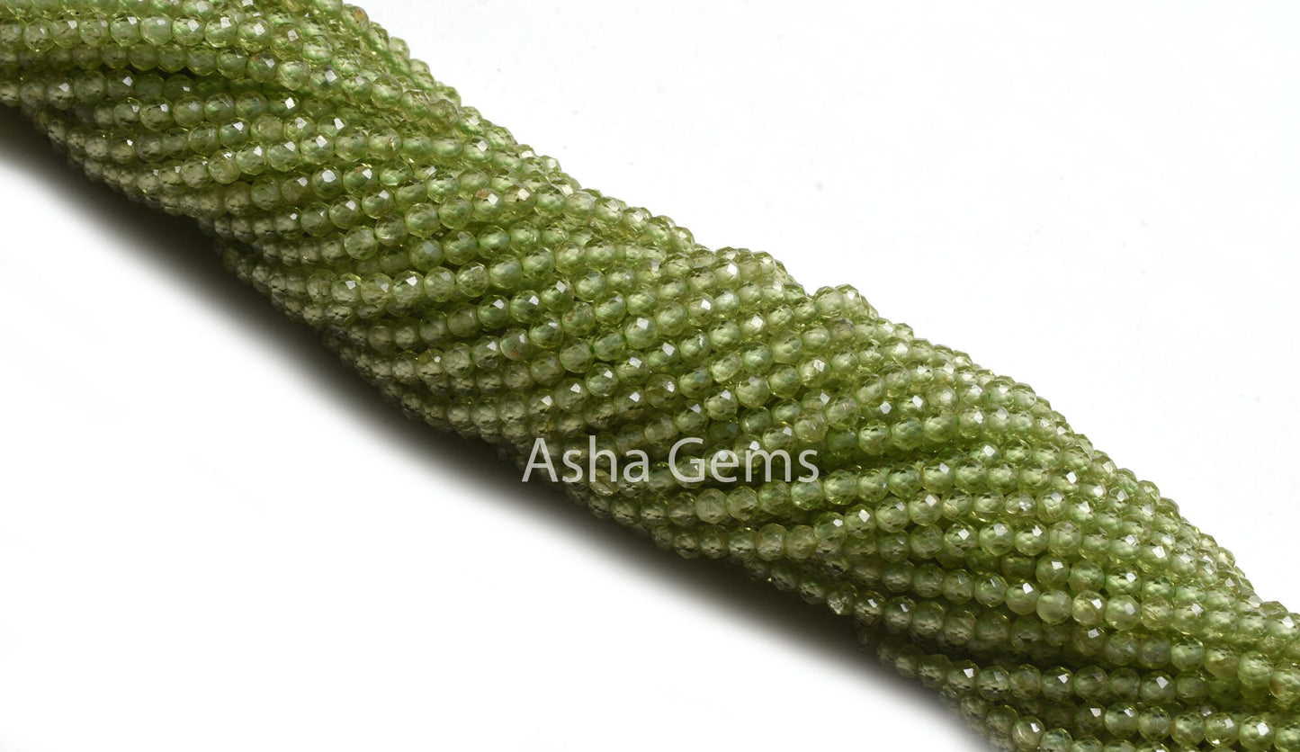 3 mm Natural Peridot Faceted Rondelle Beads, Green Peridot Machine Cut Micro Faceted Beads AAA Peridot Beads Center Drill Gemstone Bead SALE