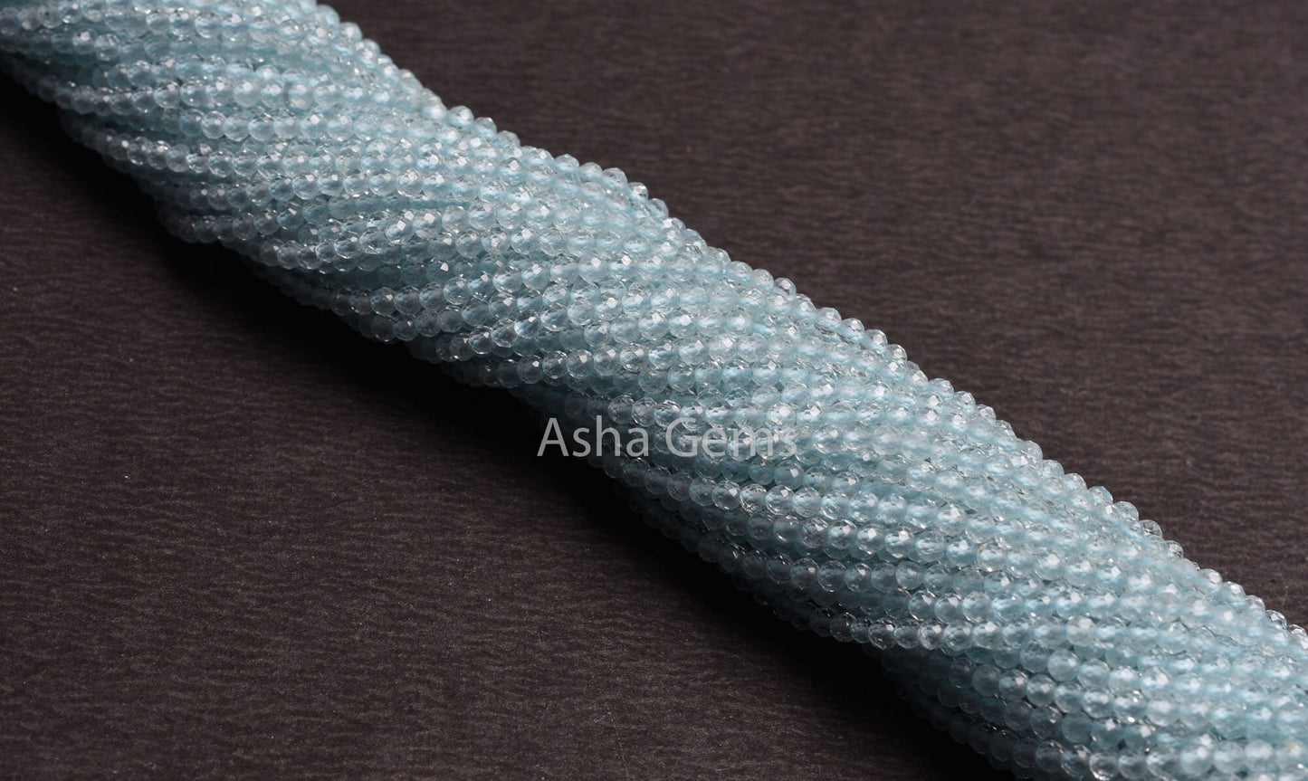 Real Sky Topaz Micro Cut faceted Gemstone Beads,2.5 mm Natural Topaz Machine Cut Tiny Beads, AAA Quality Sky Blue Topaz Beads Jewelry Crafts