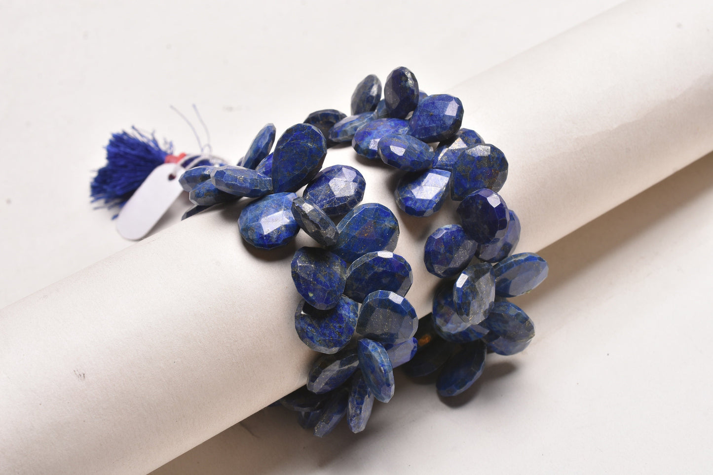 Natural Blue Lapis faceted Pear Shape Beads,9" Strand Lapis Lazuli Beads, Lapis Teardrop Briolette Gemstone Side Drill Beads Jewelry Carfts