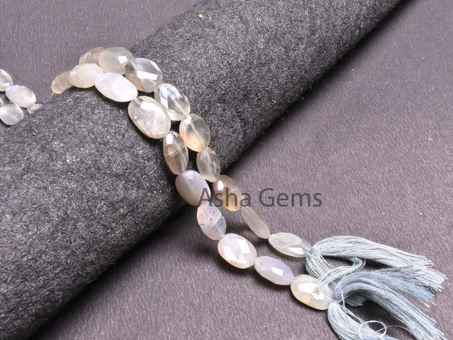 Shaded Grey Moonstone faceted Oval Beads,9" Strand Natural Grey Moonstone Oval Briolette Straight Drill Gemstone Moonstone Bead Jewelry SALE
