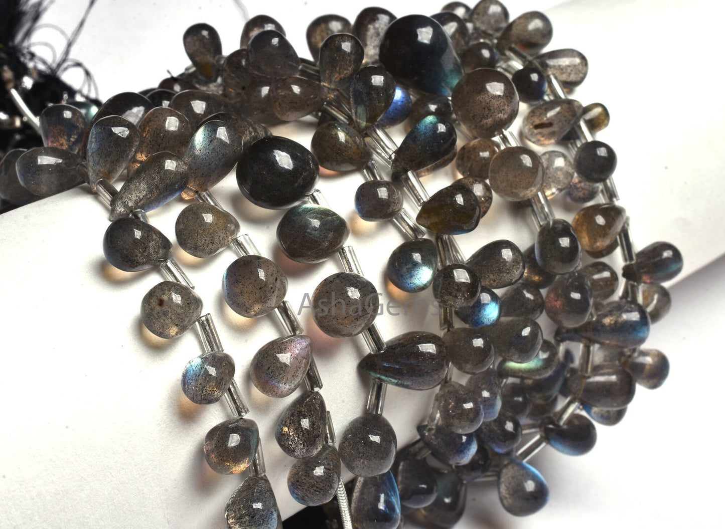 AAA Quality Labradorite Smooth Drops beads, Blue Fire labradorite Beads, Natural Flash Black rainbow Handmade Side Drill Drop Gemstone Beads