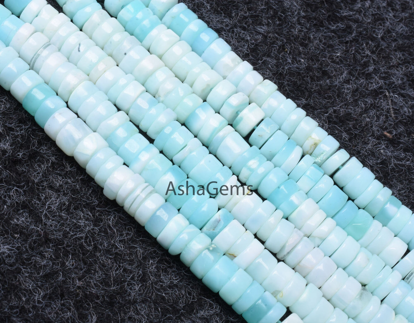 AAA Peruvian Opal Smooth Round Tyre Gemstone Heishi Beads,6mm Shaded Sky Blue Opal Plain Handmade Beads,8/16" Strand Opal Jewelry Craft Sale