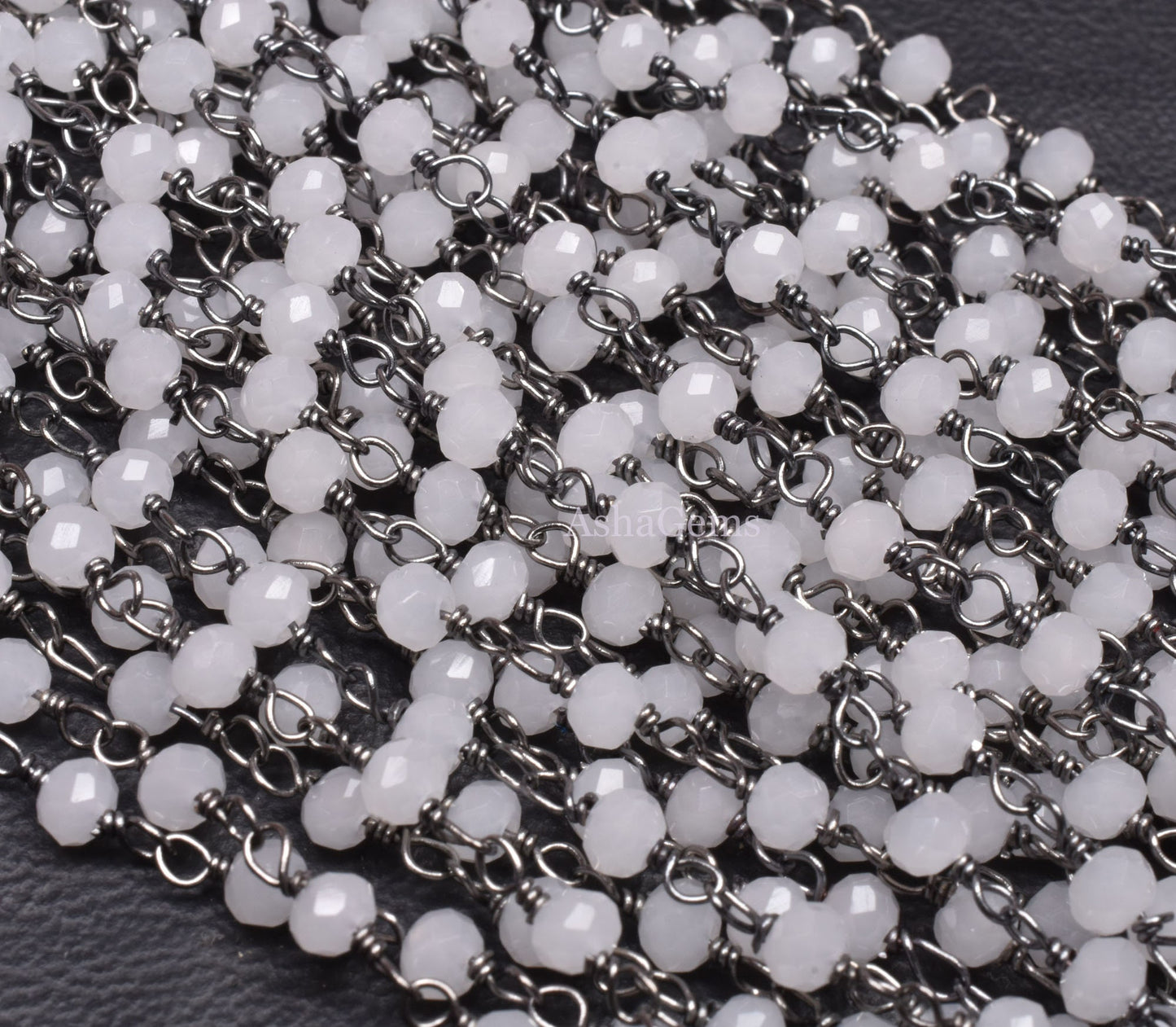 AAA Quality White Quartz Hydro Faceted Rondelle Beads Rosary Chain,3 mm Black Gunmetal Plated Wire Wrap Chain Jewelry Making Handicraft SALE