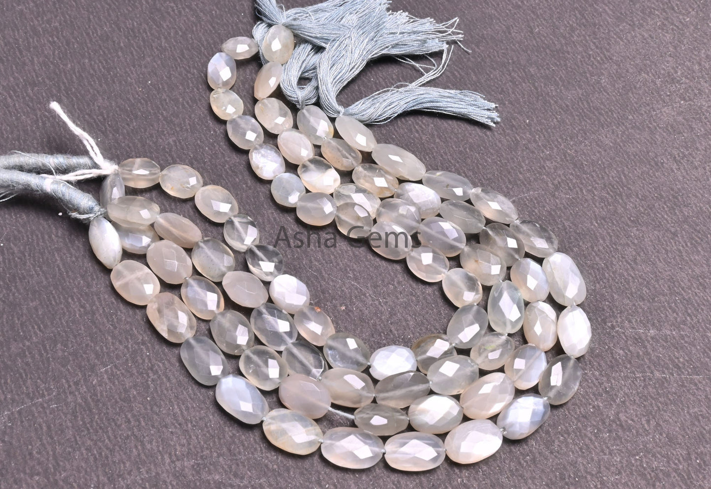 Fine Grey Moonstone faceted Oval Gemstone Beads,9" Strand Natural Moonstone Oval Briolette Straight Drill Beads, grey Moonstone Bead Jewelry