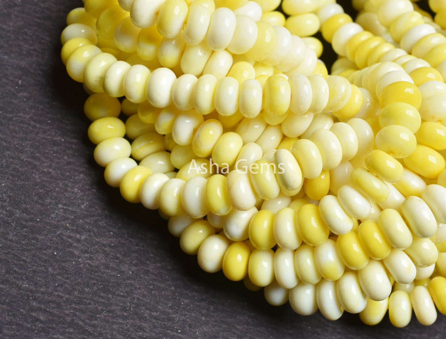 AAA Quality Yellow Opal Smooth Rondelle Shape Gemstone Beads,16"Strand Shaded Yellow Opal Beads, Opal Plain Handmade Bead Jewelry Craft SALE