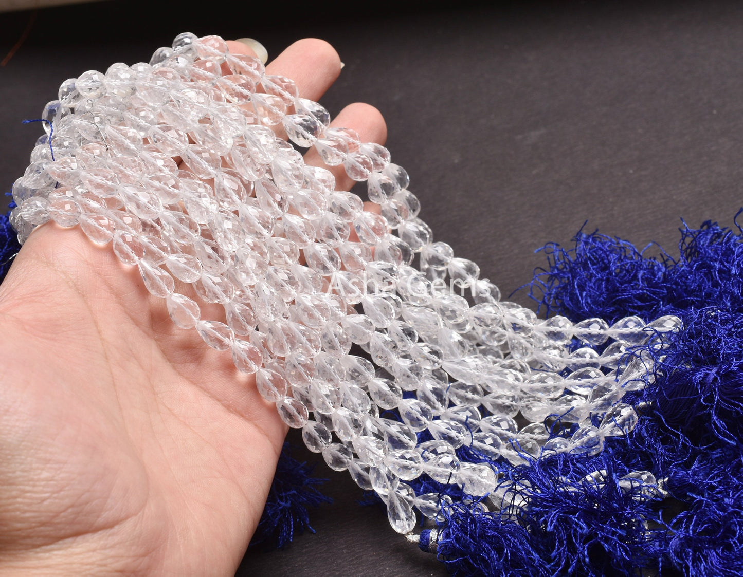AAA Quality Crystal faceted Drops Straight Drill Beads,8"Strand Natural white Crystal Quartz Teardrop Machine Cut Gemstone Bead Jewelry SALE