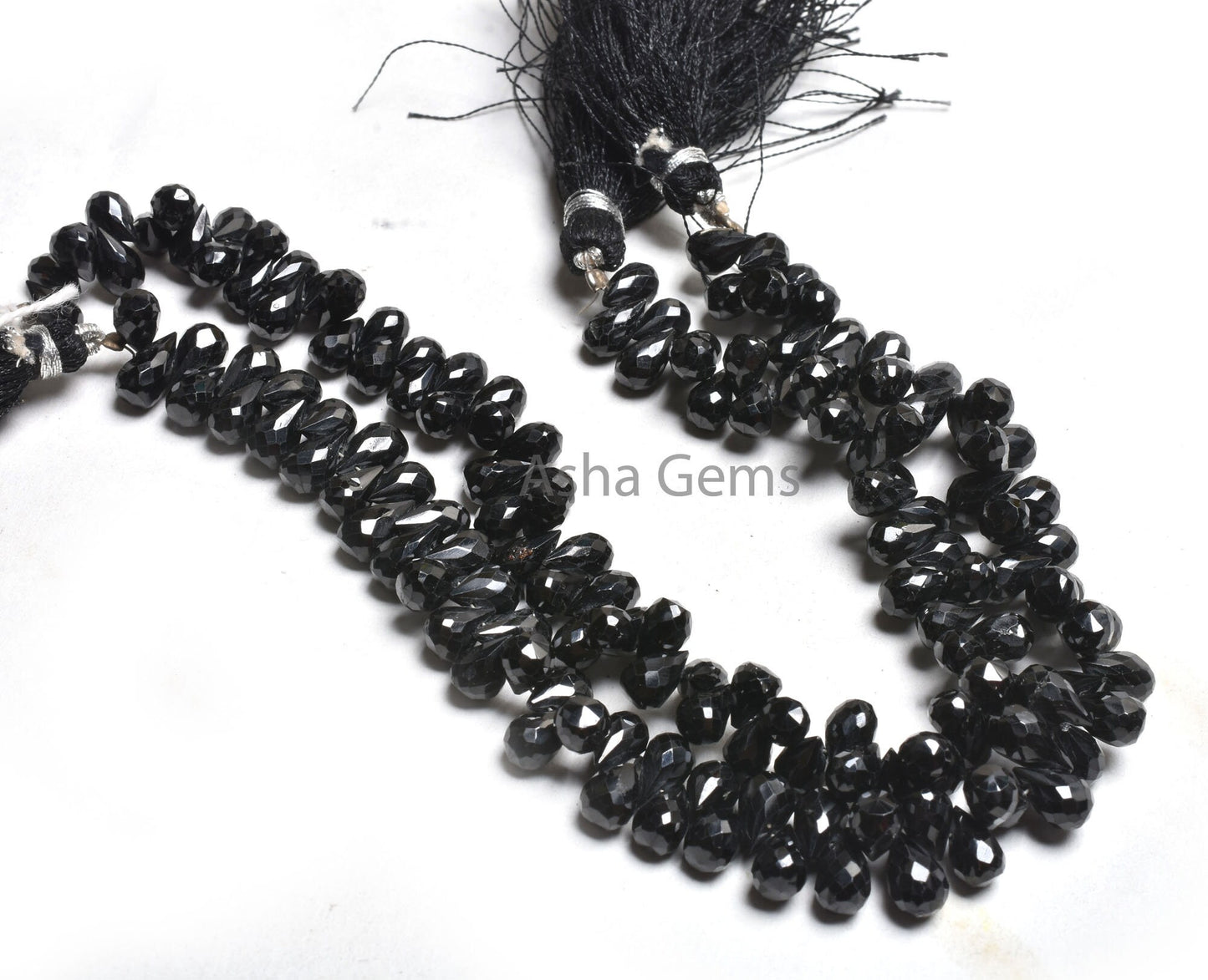 Natural Black Spinal Drops Shape Beads, Black Spinal Faceted Teardrops Beads,8 " AAA Black Spinal Drops Briolette Side Drill Beads Jewelry